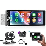 Hodozzy 1 Din Autoradio mit Wireless CarPlay/Android Auto, Stereo Bluetooth Freisprecheinrichtung 1 Din Bildschirm 6,86 Zoll IPS Touchscreen...