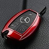 Auto Schlüssel Cover Hülle für Mercedes Benz Funk Fernbedienung ab 2005 / Farbe: Metallic Rot